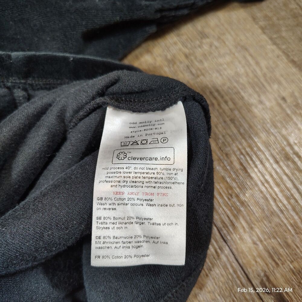 Odd Molly Velour Zip Hoodie Womens Sz 3 Large Black Smocked Waist Hooded Jacket - Picture 8 of 8